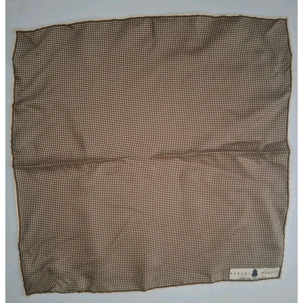 Vintage Robert Talbot Italy Silk Hand Rolled Pocket Square Handkerchief Plaid